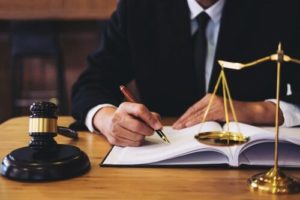 A car accident attorney going over a case