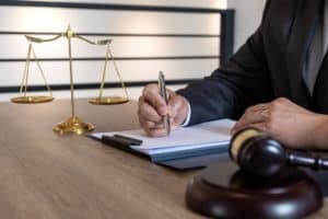 Lawyer working on some documents.