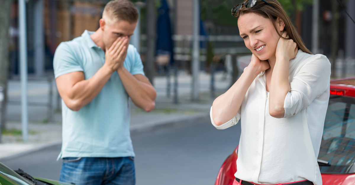 Male driver at fault on car accident.