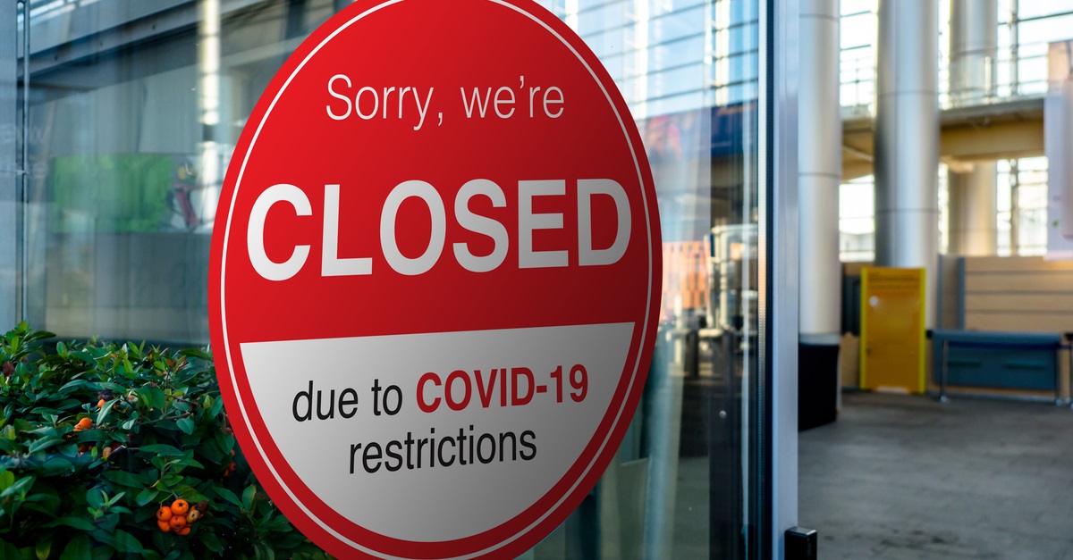 Business closed sign due to covid19.
