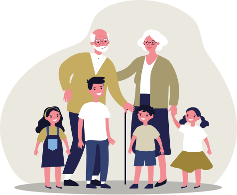 Grandparents with their grandchildren